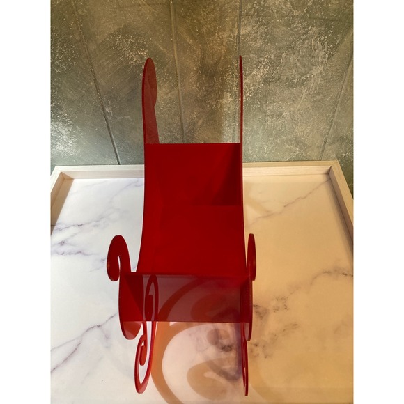 Glitzhome Christmas Red Sleigh Frosted Boot Floral Metal  Red Sleigh Tabletop Decor Christmas Holiday Decoration Centerpiece